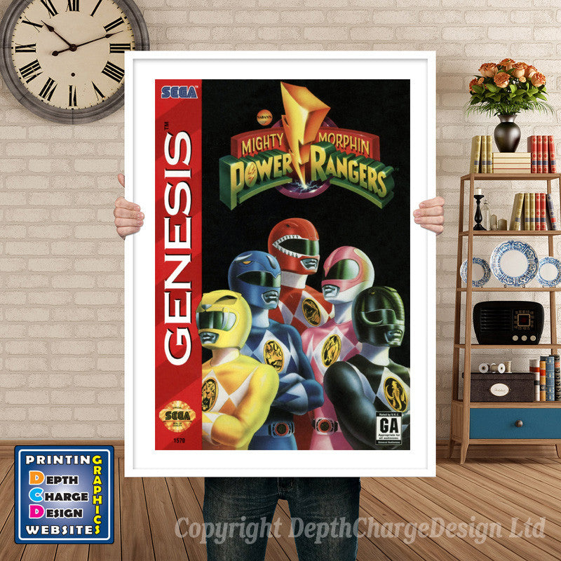 Mighty Morphin Powerrangers - Sega Megadrive Inspired Retro Gaming Poster A4 A3 A2 Or A1