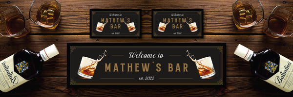 Custom Personalised Bar Mat Runner Shots Design M10 – personalised whisky bar mat – Shots design