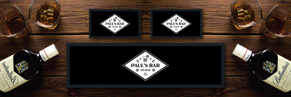 Custom Personalised Bar Mat Runner Diamond Design M12 – personalised gin bar mat – Diamond design