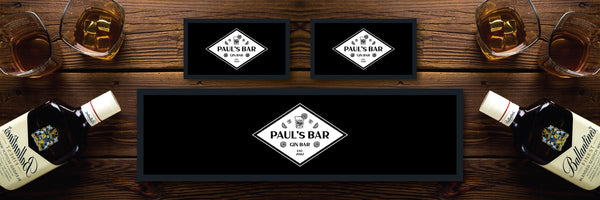 Custom Personalised Bar Mat Runner Diamond Design M12 – personalised gin bar mat – Diamond design