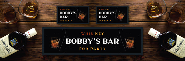 Custom Personalised Bar Mat Runner Shots 2 Design M15 – personalised whiskey glass bar mat – Shots 2 design