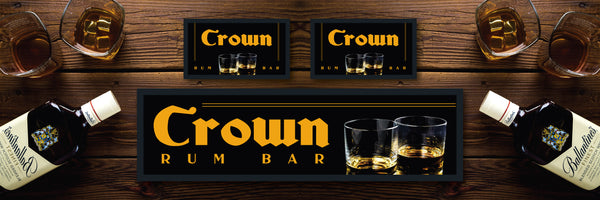 Custom Personalised Bar Mat Runner Twin Glass Design M16 – personalised rum bar mat – Twin Glass design