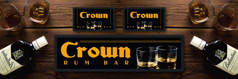 Custom Personalised Bar Mat Runner Twin Glass Design M16