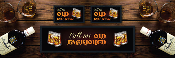 Custom Personalised Bar Mat Runner Old Fashioned Design M17 – old fashioned cocktail bar mat – Old Fashioned design