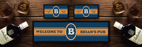 Custom Personalised Bar Mat Runner Beer Label Design M18 – personalised monogram pub bar mat – Beer Label design