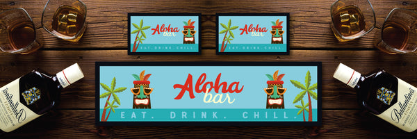 Custom Personalised Bar Mat Runner Tiki Design M19 – personalised tiki bar mat – Tiki design