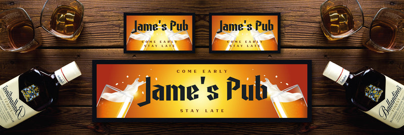 Custom Personalised Bar Mat Runner Cheers Beer Design M1