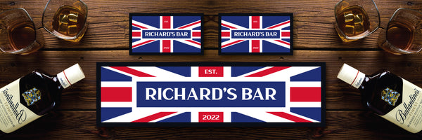 Custom Personalised Bar Mat Runner Union Jack Design M20 – personalised Union Jack bar mat – Union Jack design