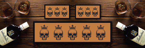 Custom Personalised Bar Mat Runner Skull King Design M22 – skull and crown bar mat – Skull King design