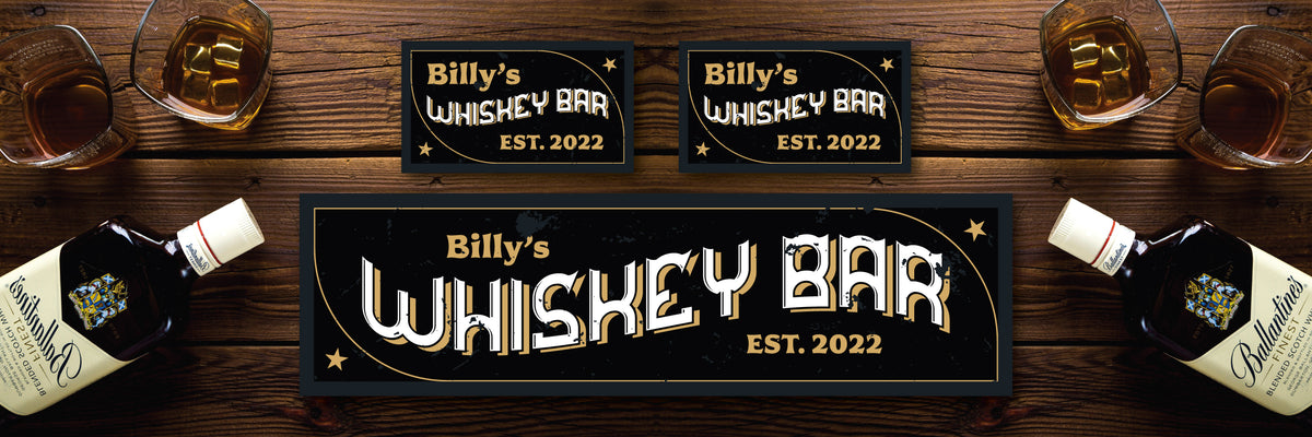 Custom Personalised Bar Mat Runner Star Wave Design M23 – personalised whiskey bar mat – Star Wave design