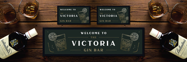 Custom Personalised Bar Mat Runner Etched Design M26 – personalised gin bar runner – Etched design