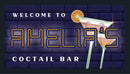 Custom Personalised Bar Mat Runner Neon Cocktail Design M28