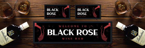 Custom Personalised Bar Mat Runner Wine Silhouette Design M29 – personalised wine bar runner – Wine Silhouette design