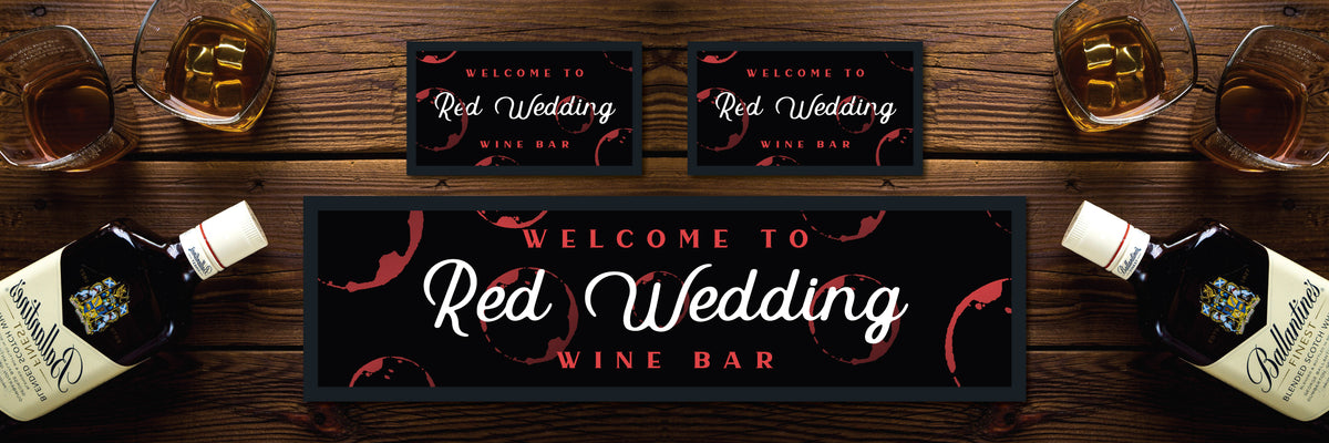Custom Personalised Bar Mat Runner Multi Ring Design M30 – personalised wine o’clock bar mat – Multi Ring design