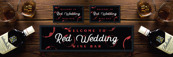 Custom Personalised Bar Mat Runner Multi Ring Design M30 – personalised wine o’clock bar mat – Multi Ring design