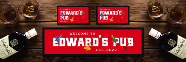 Personalised Bar Mat Runner Stray Darts Design M31 – personalised darts pub bar mat – Stray Darts design