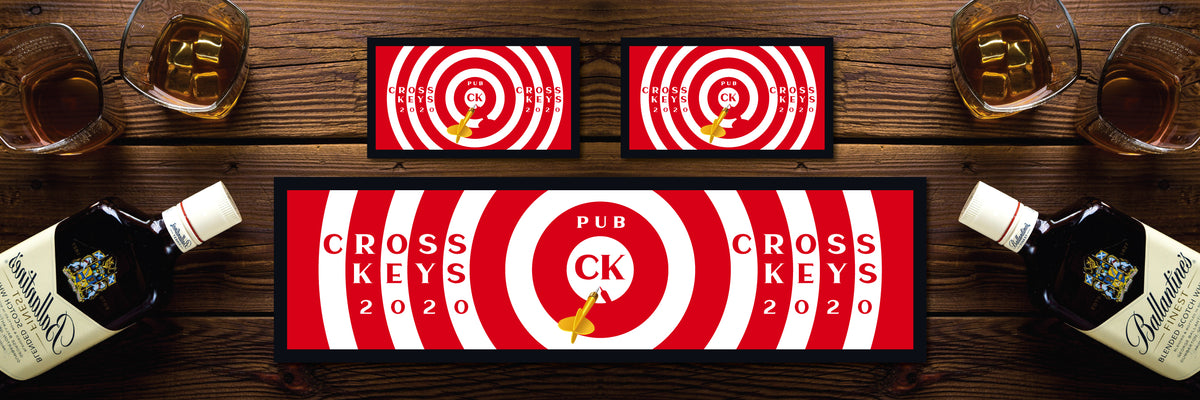 Personalised Bar Mat Runner Bullseye Design M32