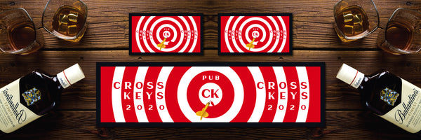 Personalised Bar Mat Runner Bullseye Design M32 – personalised bullseye bar mat – Bullseye design
