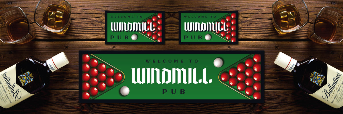 Personalised Bar Mat Runner Billiard Rack Design M35 – personalised snooker bar mat – Billiard Rack design