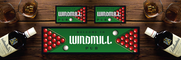 Personalised Bar Mat Runner Billiard Rack Design M35 – personalised snooker bar mat – Billiard Rack design