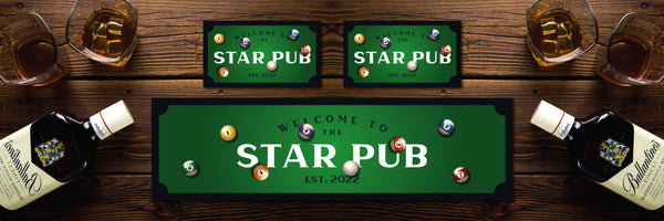 Personalised Bar Mat Runner Billiard Table Design M36 – personalised billiards bar mat – Billiard Table design