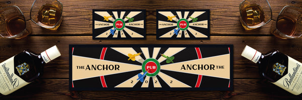 Personalised Bar Mat Runner Dartboard 2 Design M37 – personalised dartboard runner – Dartboard 2 design