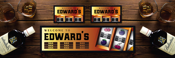 Personalised Bar Mat Runner Slot Machine Design M38 – personalised fruit machine bar mat – Slot Machine design
