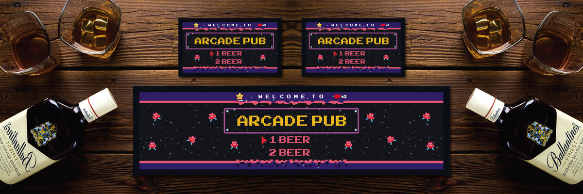 Personalised Bar Mat Runner Arcade Design M40 – personalised arcade bar mat – Arcade design