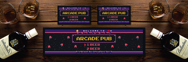 Personalised Bar Mat Runner Arcade Design M40 – personalised arcade bar mat – Arcade design