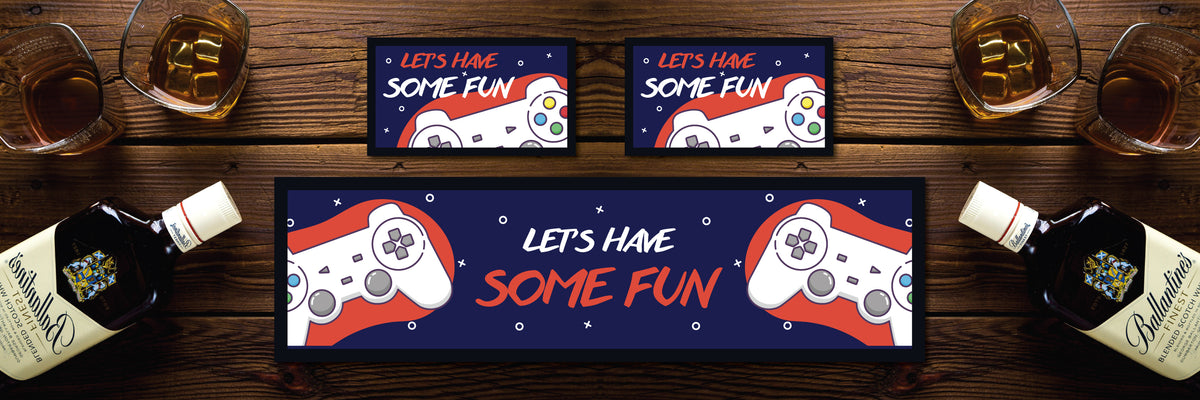 Personalised Bar Mat Runner PS Controler Design M43 – gamer bar mat – game controller design