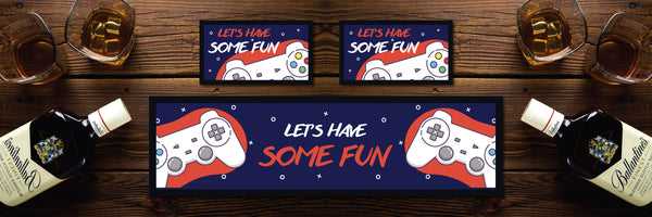 Personalised Bar Mat Runner PS Controler Design M43 – gamer bar mat – game controller design