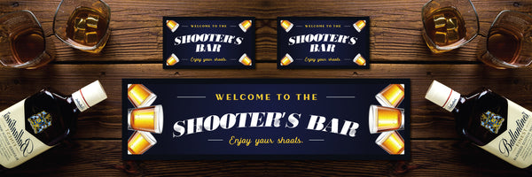 Personalised Bar Mat Runner Shooters Design M47 – personalised shots bar mat – Shooters design