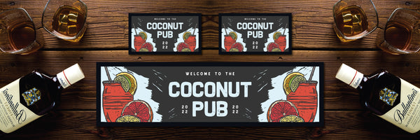 Personalised Bar Mat Runner Fruit Sketch Design M50 – personalised fruit cocktail bar mat – Fruit Sketch design