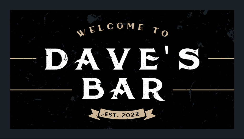 Custom Personalised Bar Mat Runner Established Black Design M6