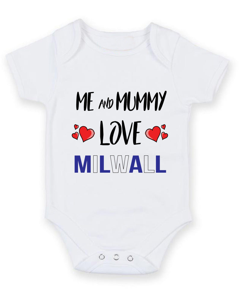 Me and Mummy love milwall Personalised FOOTBALL TEAM Baby Grow