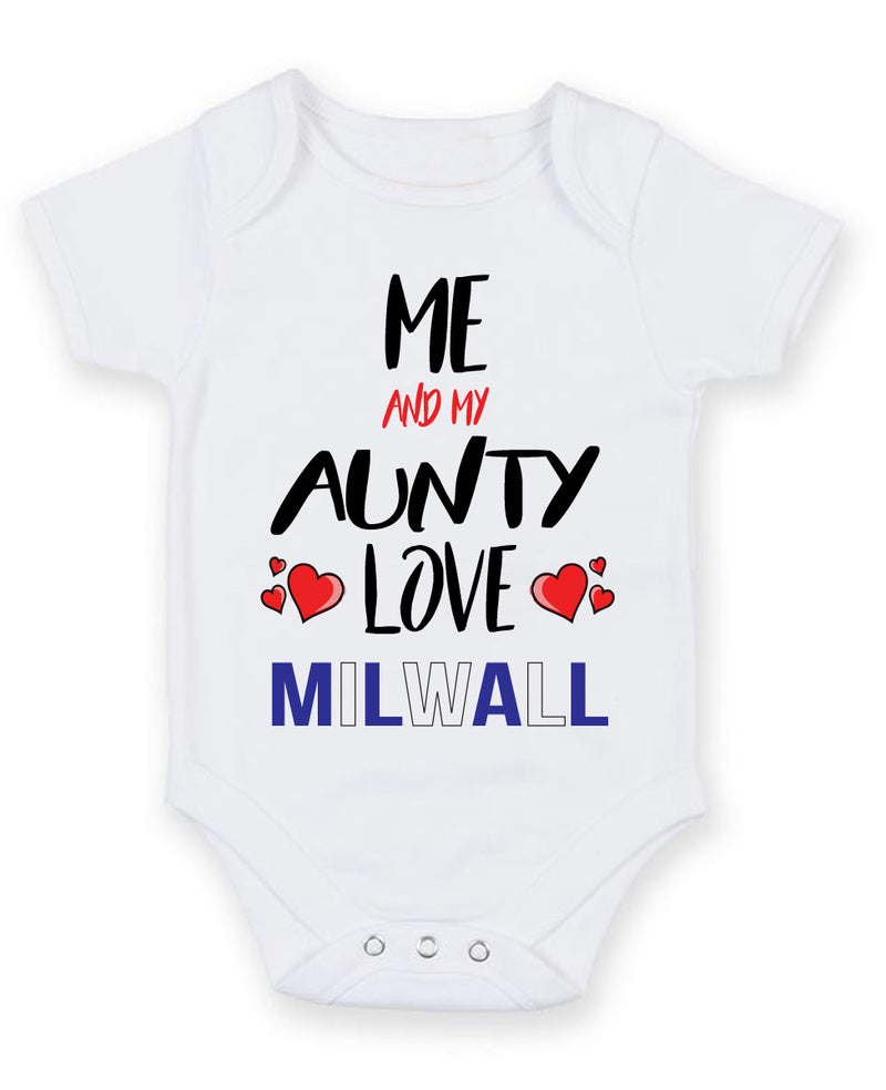 Me and My Aunty Love milwall Personalised FOOTBALL TEAM Baby Grow