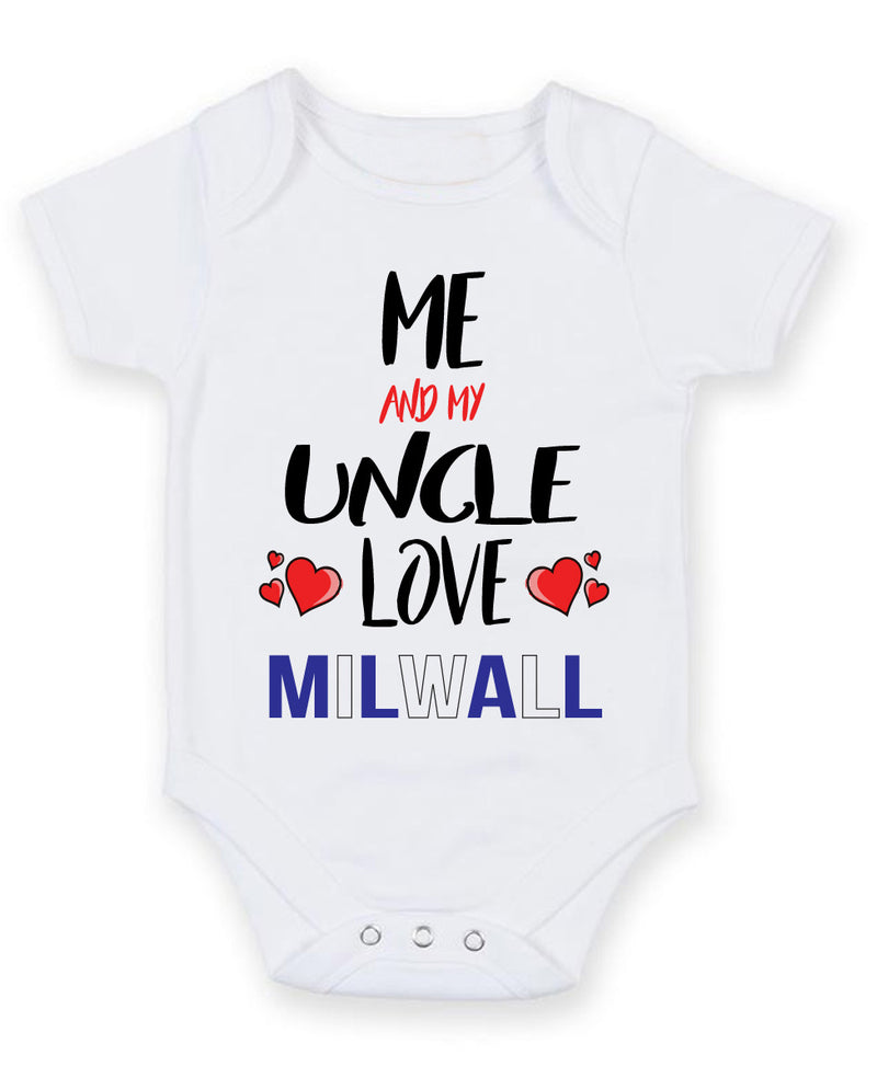 Me and My Uncle Love milwall Personalised FOOTBALL TEAM Baby Grow