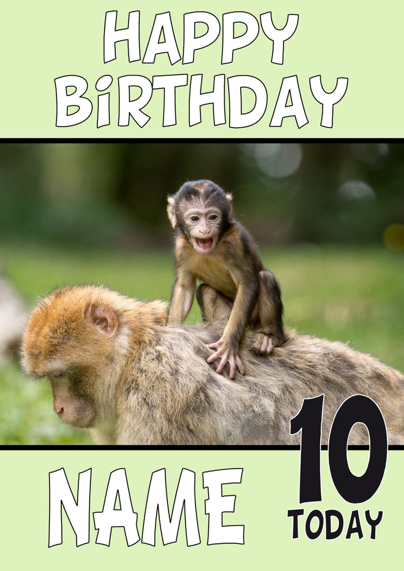 Happy Birthday Monkey2 Funny Kids Adult Personalised Birthday Card