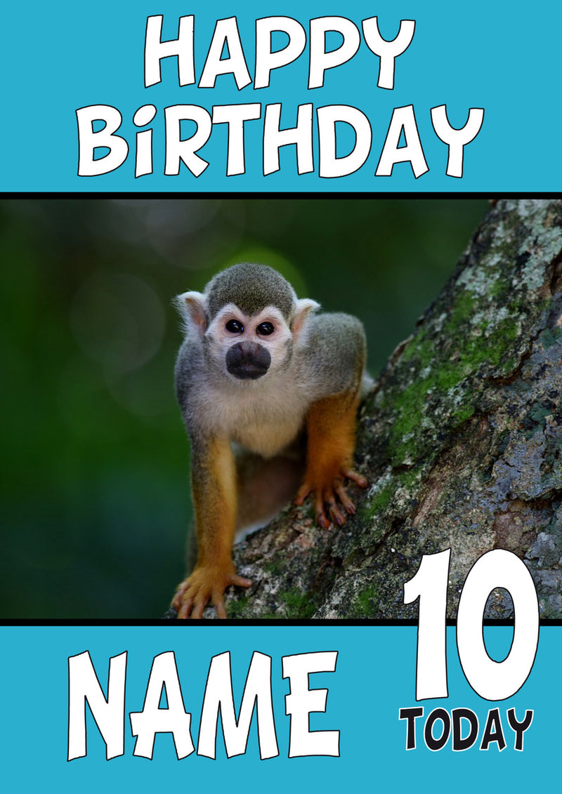 Happy Birthday Monkey4 Funny Kids Adult Personalised Birthday Card