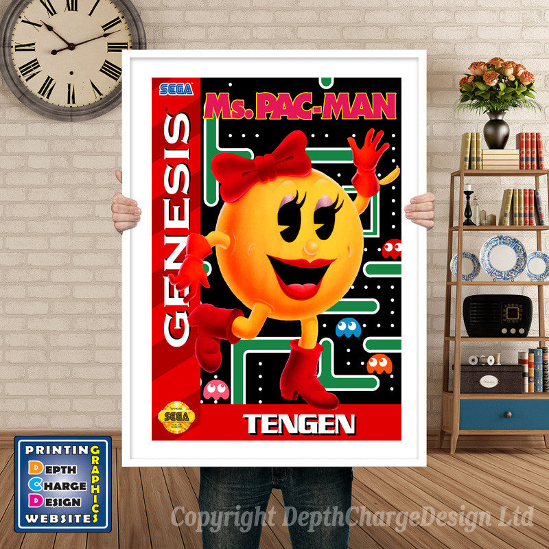 Ms Pacman 2 - Sega Megadrive Inspired Retro Gaming Poster A4 A3 A2 Or A1