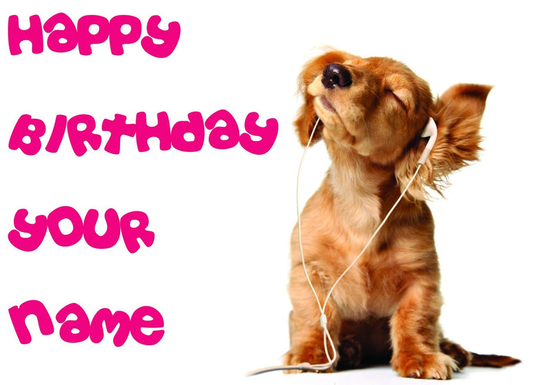 Music Puppy Kids Adult FUNNY Kids Adult FUNNY Personalised Birthday Card