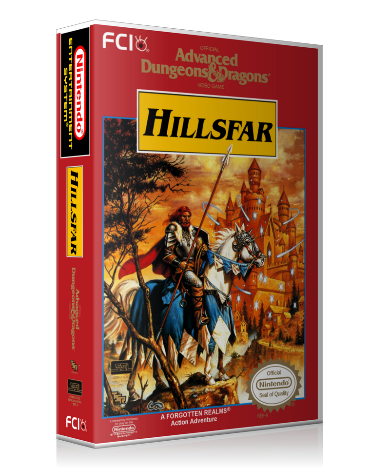 NES ADD Hillsfar Retail Game Cover To Fit A UGC Style Replacement Game Case