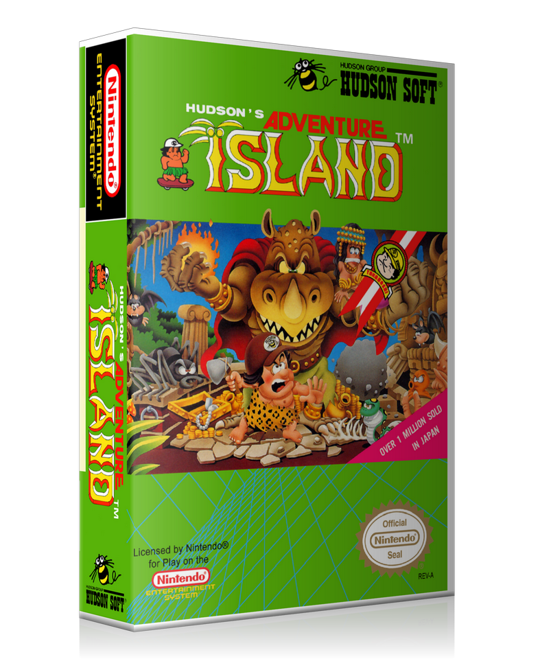 NES Adventure Island Retail Game Cover To Fit A UGC Style Replacement Game Case