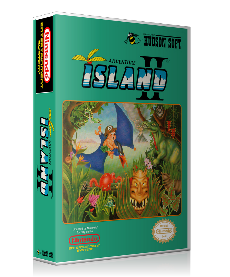 NES Adventure Island 2 Retail Game Cover To Fit A UGC Style Replacement Game Case