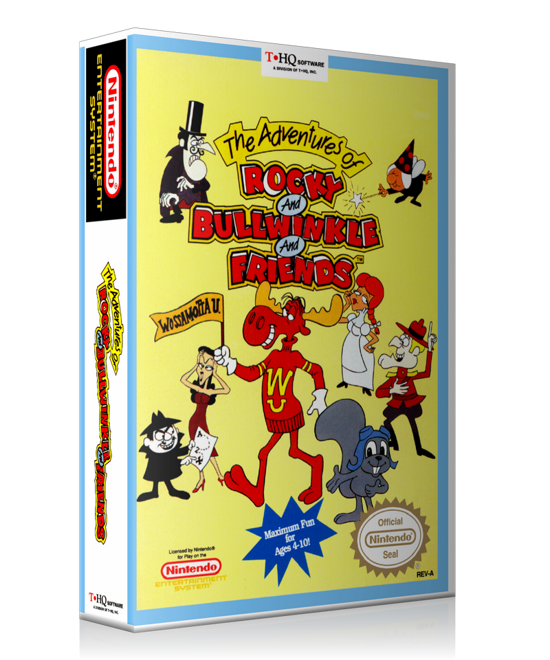 NES The Adventures Of Rocky And Bullwinkle And Friends Retail Game Cover To Fit A UGC Style Replacement Game Case