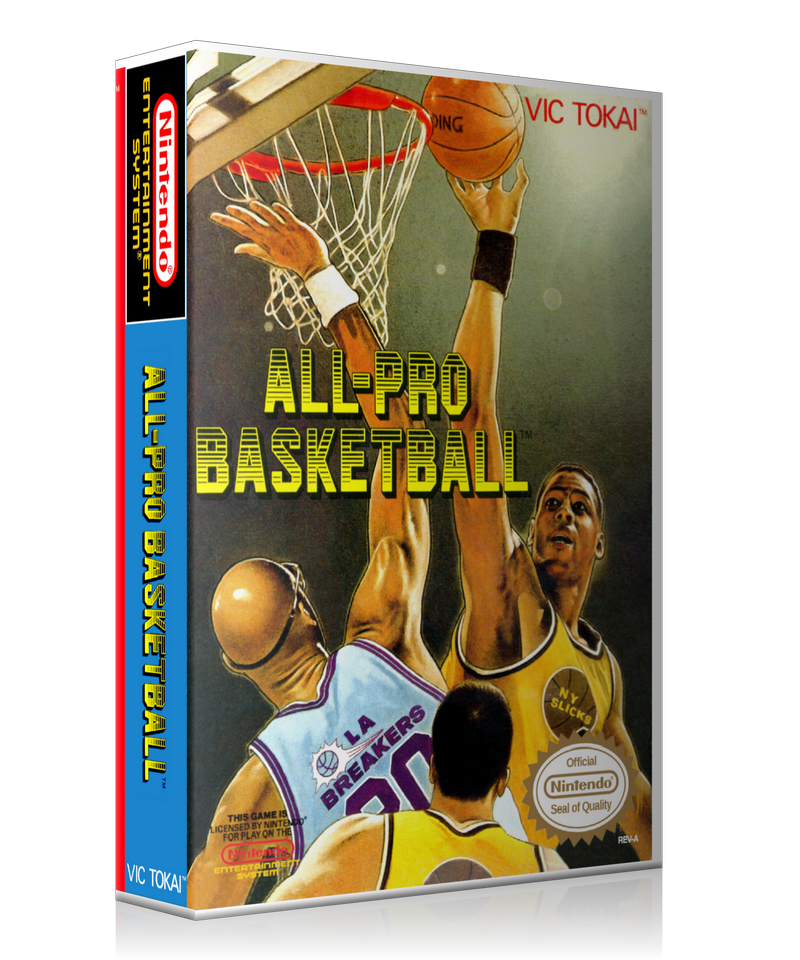 NES All Pro Basketball Retail Game Cover To Fit A UGC Style Replacement Game Case