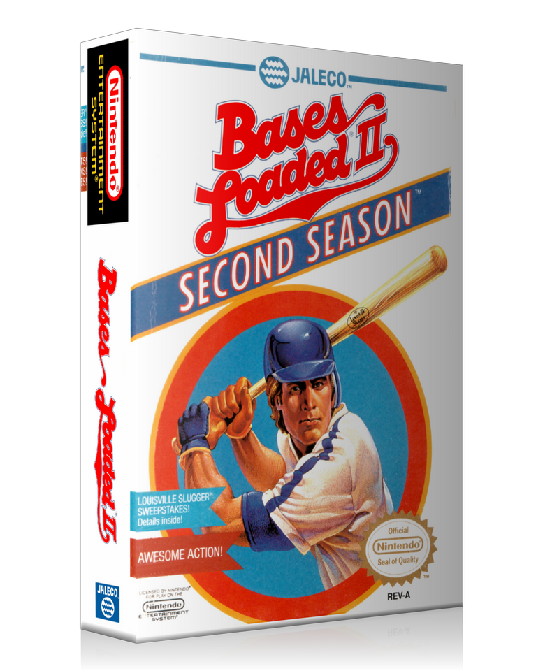 NES Bases Loaded II Second Season Retail Game Cover To Fit A UGC Style Replacement Game Case