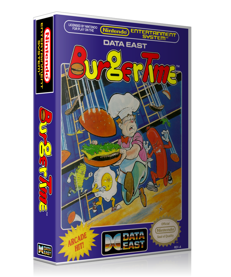 NES Burger Time Retail Game Cover To Fit A UGC Style Replacement Game Case