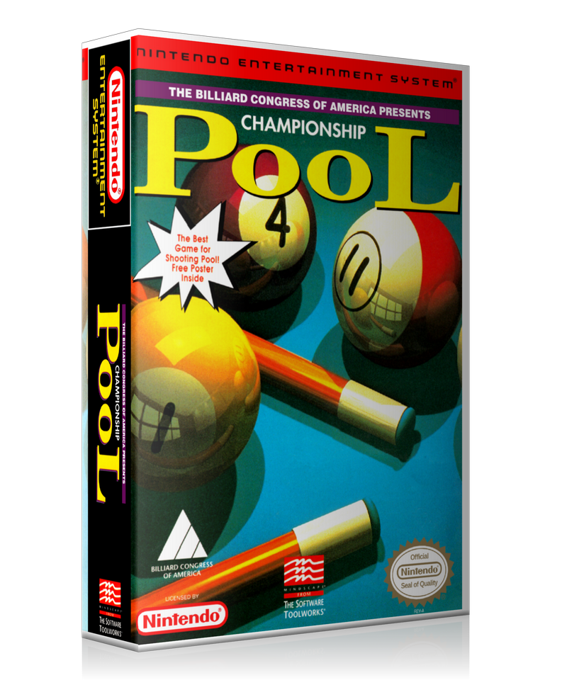 NES Championship Pool Retail Game Cover To Fit A UGC Style Replacement Game Case