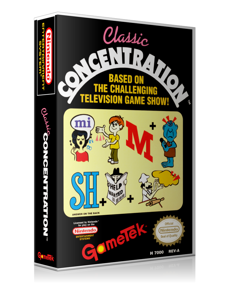 NES Classic Concentration Retail Game Cover To Fit A UGC Style Replacement Game Case